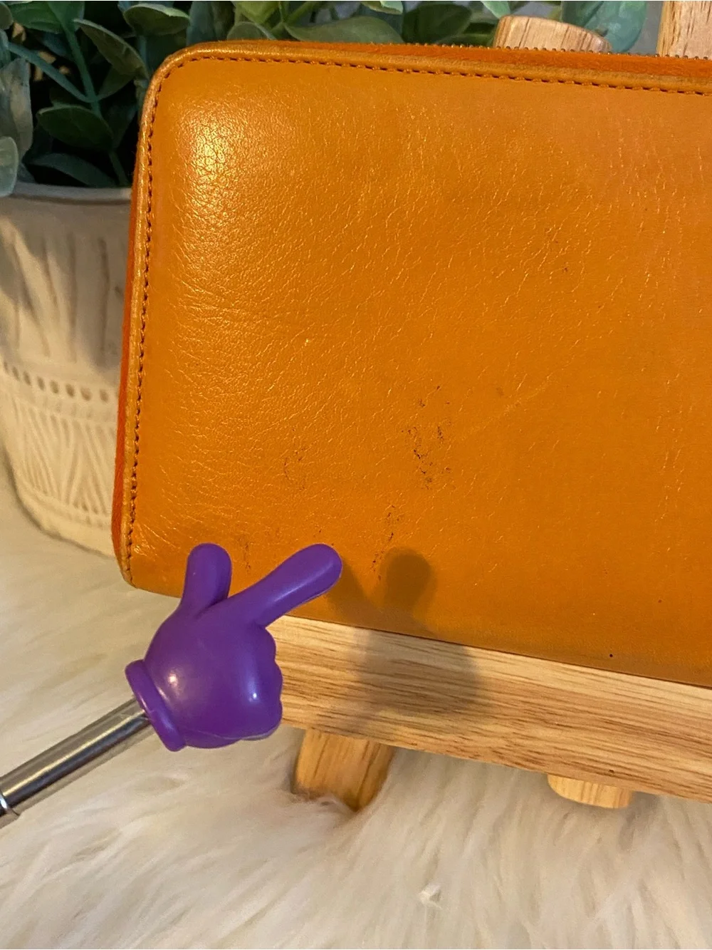 Celine Paris Orange Leather Zip Wallet